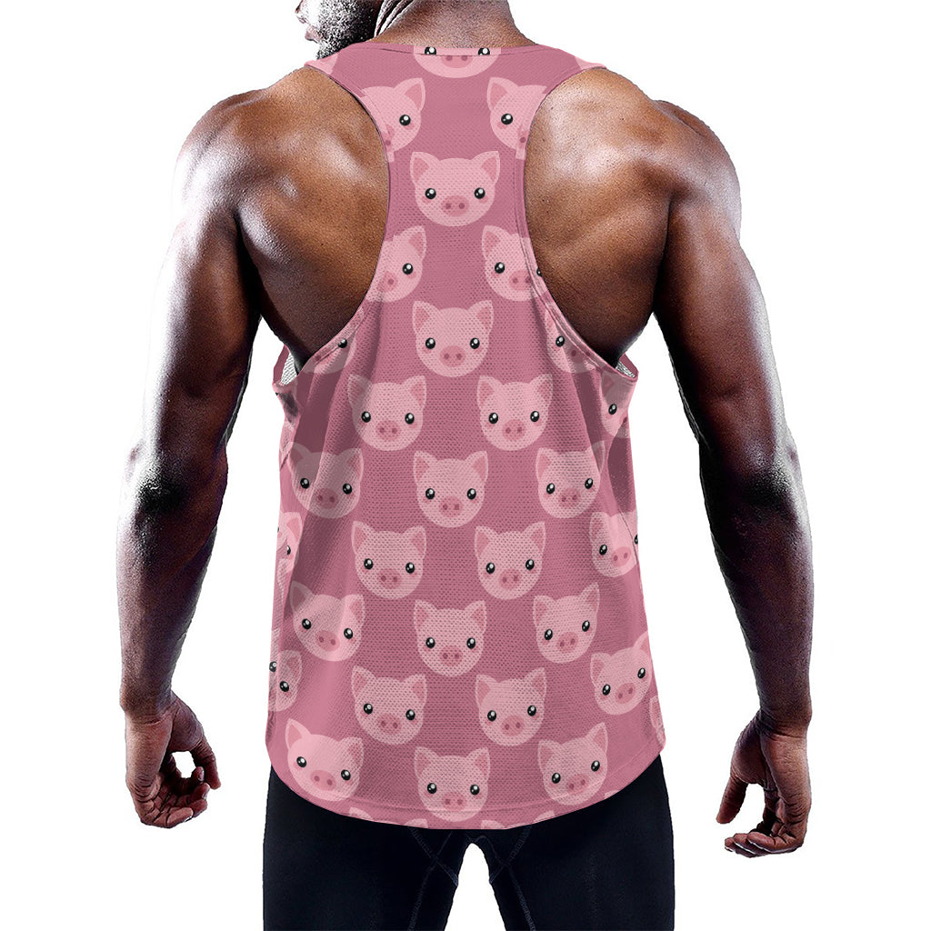 Cute Pink Pig Pattern Print Training Tank Top