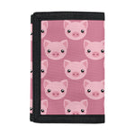 Cute Pink Pig Pattern Print Trifold Wallet