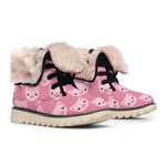 Cute Pink Pig Pattern Print Winter Boots