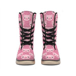 Cute Pink Pig Pattern Print Winter Boots