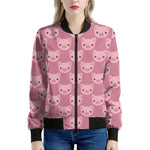 Cute Pink Pig Pattern Print Women's Bomber Jacket