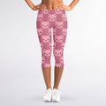Cute Pink Pig Pattern Print Women's Capri Leggings