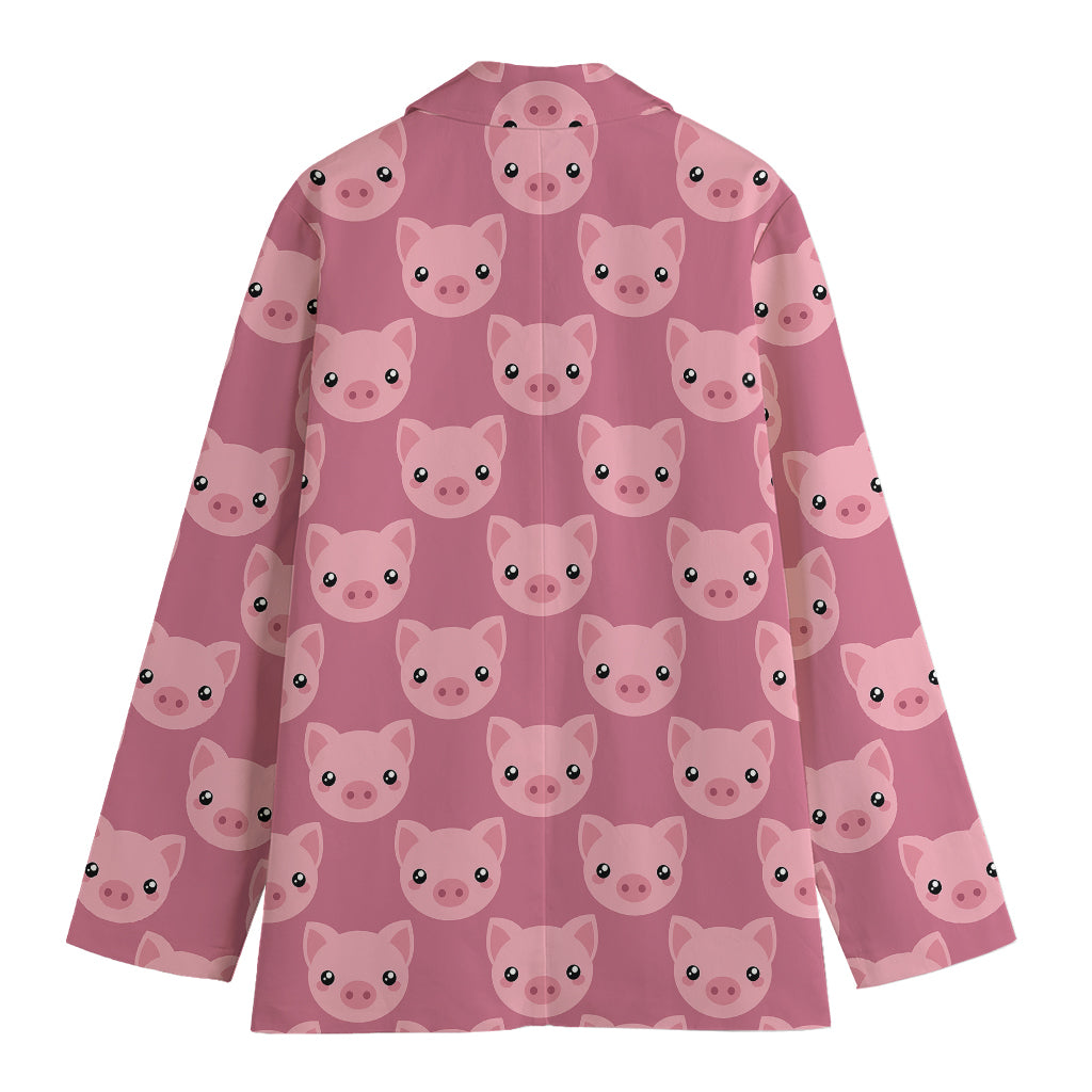 Cute Pink Pig Pattern Print Women's Cotton Blazer