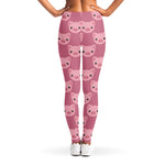 Cute Pink Pig Pattern Print Women's Leggings