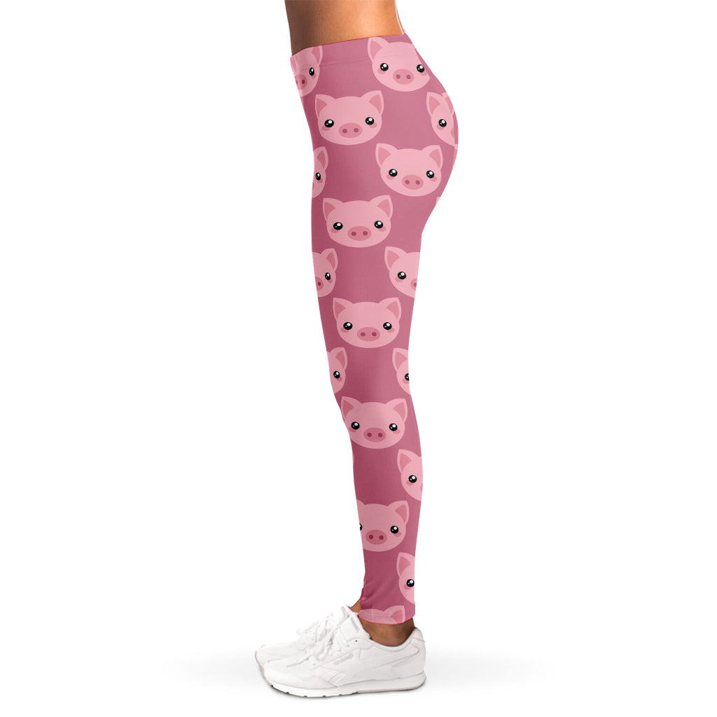 Cute Pink Pig Pattern Print Women's Leggings