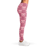 Cute Pink Pig Pattern Print Women's Leggings