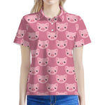 Cute Pink Pig Pattern Print Women's Polo Shirt