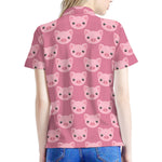 Cute Pink Pig Pattern Print Women's Polo Shirt