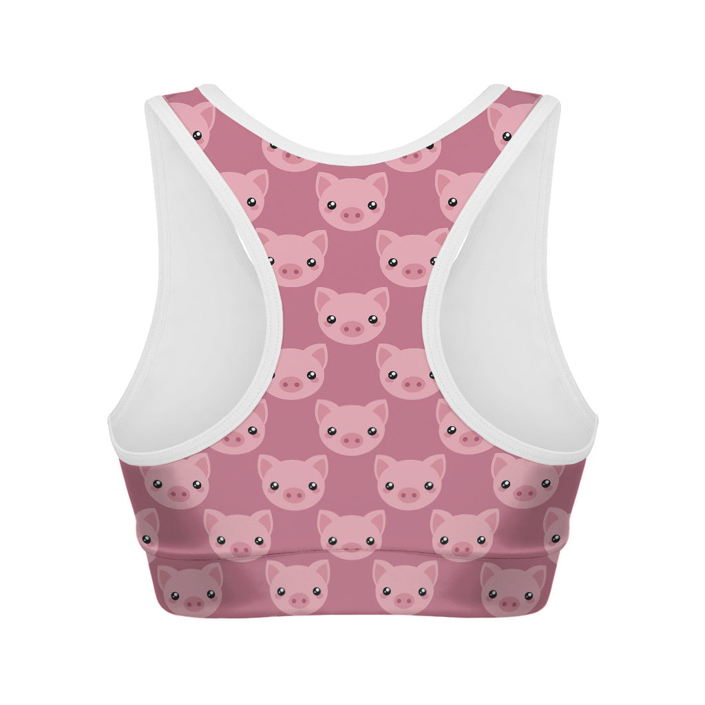 Cute Pink Pig Pattern Print Women's Sports Bra
