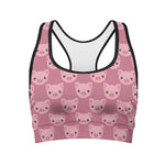 Cute Pink Pig Pattern Print Women's Sports Bra