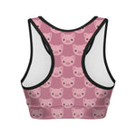 Cute Pink Pig Pattern Print Women's Sports Bra