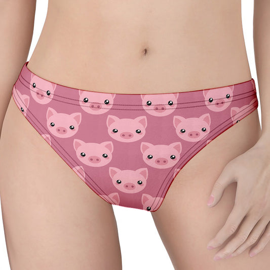 Cute Pink Pig Pattern Print Women's Thong