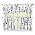 Cute Polar Bear Pattern Print 3 Piece Kitchen Curtains
