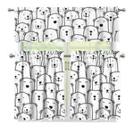 Cute Polar Bear Pattern Print 3 Piece Kitchen Curtains
