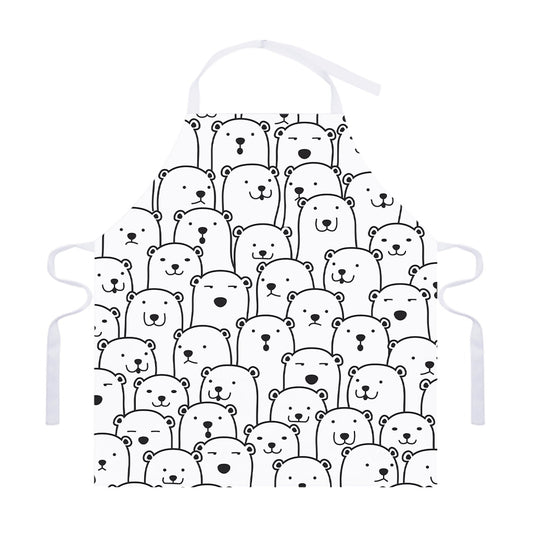 Cute Polar Bear Pattern Print Adjustable Apron