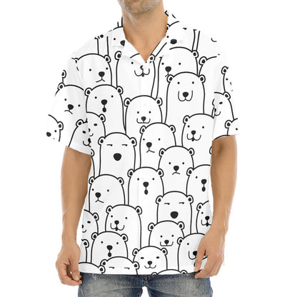 Cute Polar Bear Pattern Print Aloha Shirt