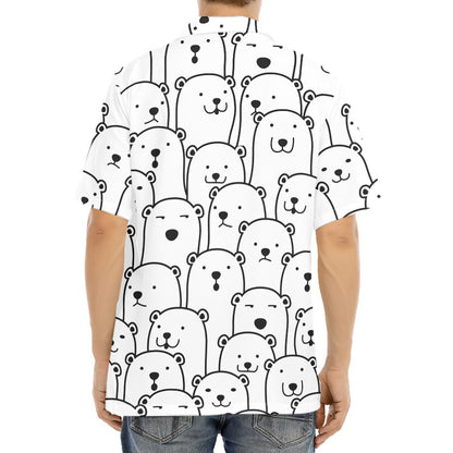 Cute Polar Bear Pattern Print Aloha Shirt