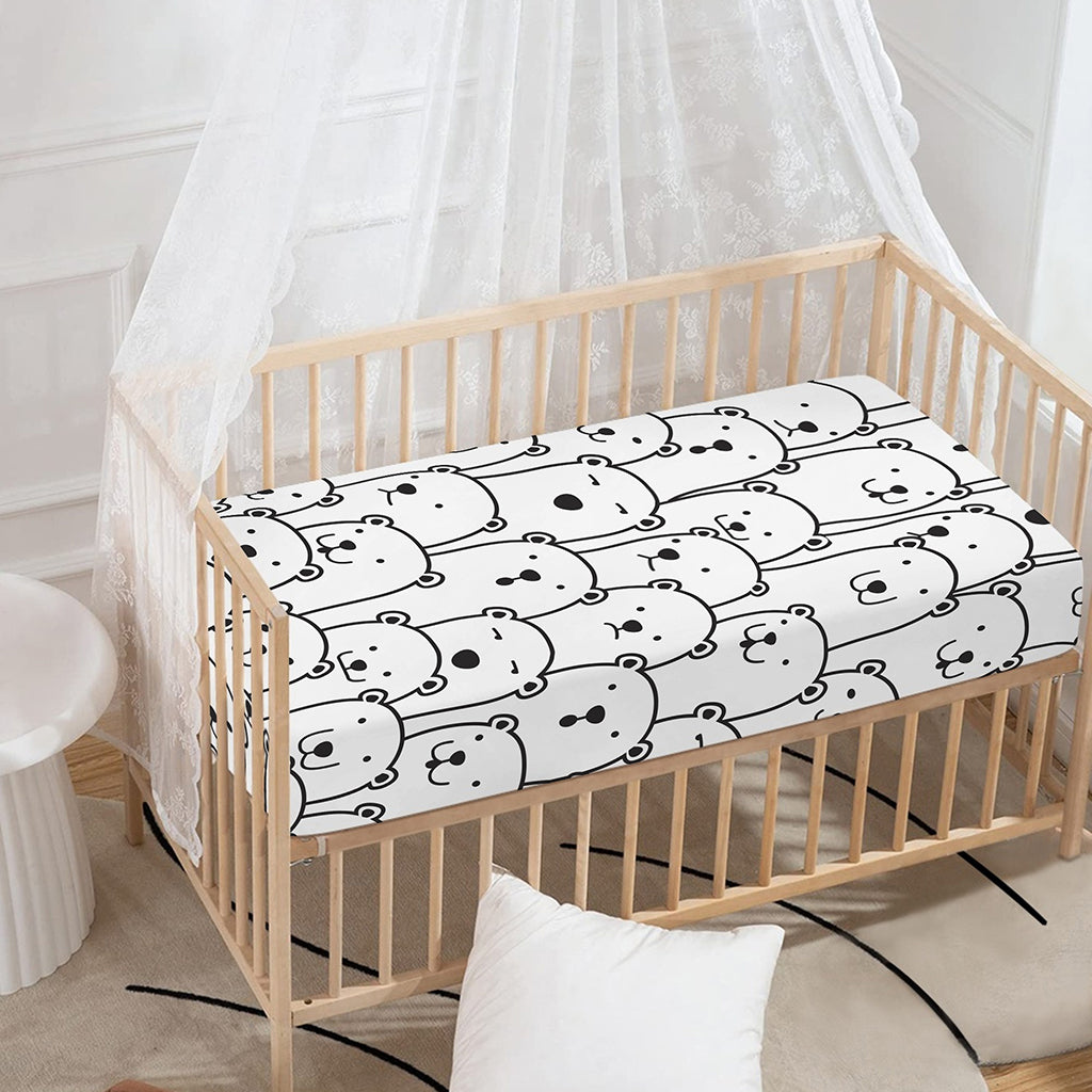 Cute Polar Bear Pattern Print Baby Crib Sheet