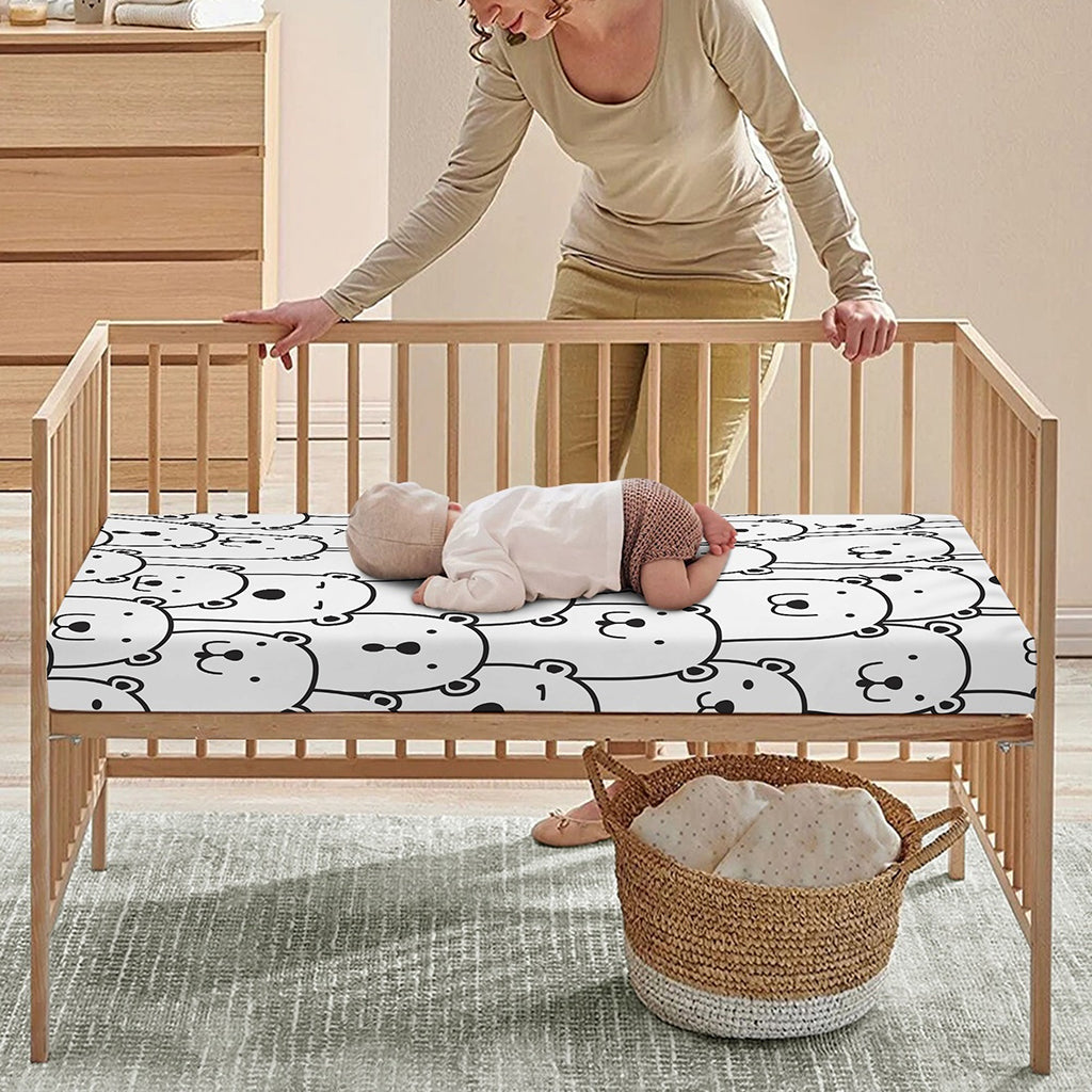 Cute Polar Bear Pattern Print Baby Crib Sheet