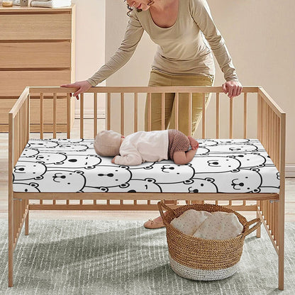 Cute Polar Bear Pattern Print Baby Crib Sheet
