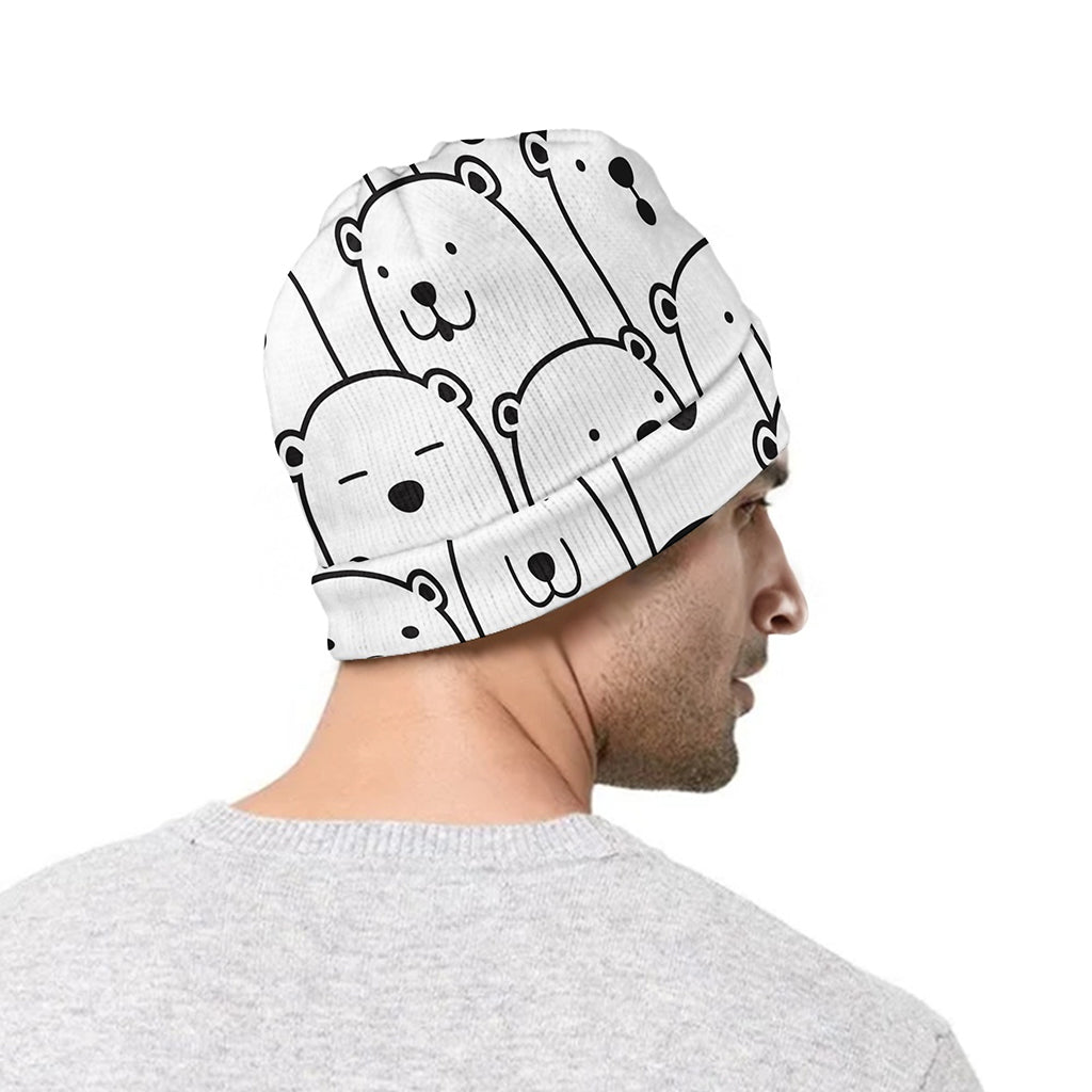 Cute Polar Bear Pattern Print Beanie