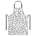 Cute Polar Bear Pattern Print Bib Apron With Pocket