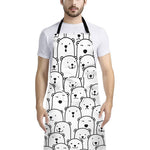 Cute Polar Bear Pattern Print Bib Apron With Pocket