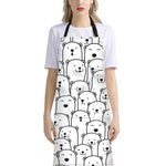 Cute Polar Bear Pattern Print Bib Apron With Pocket