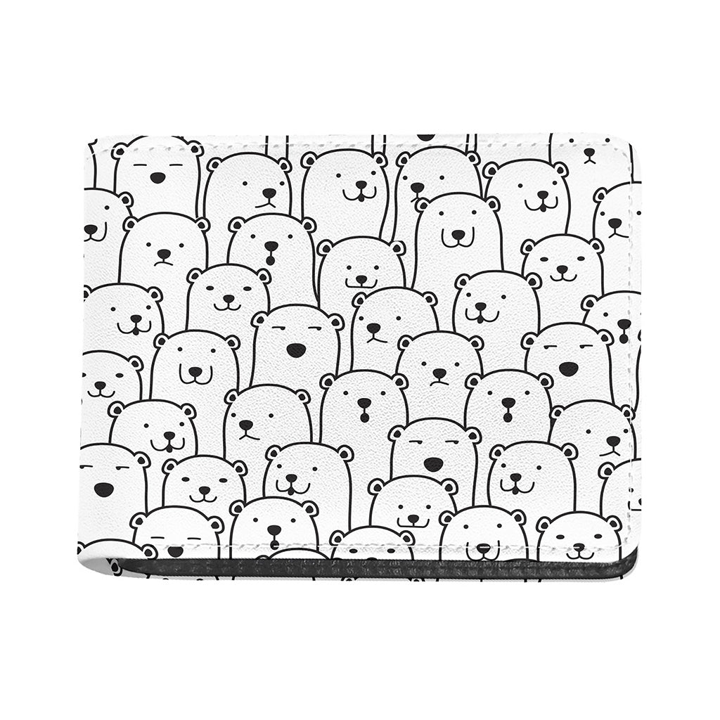 Cute Polar Bear Pattern Print Bifold Wallet