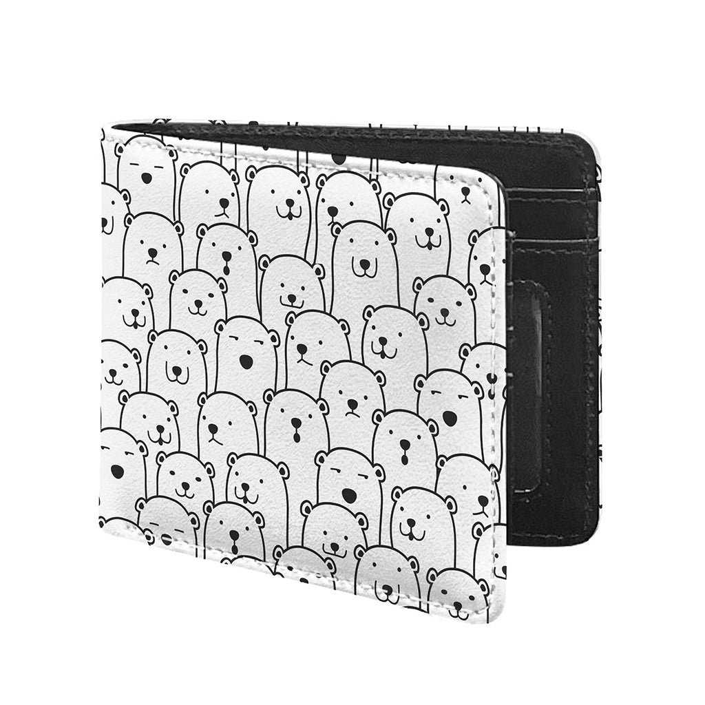 Cute Polar Bear Pattern Print Bifold Wallet