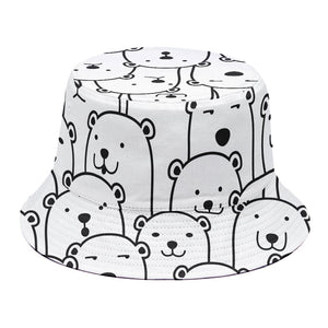 Cute Polar Bear Pattern Print Bucket Hat