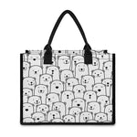 Cute Polar Bear Pattern Print Canvas Tote Bag