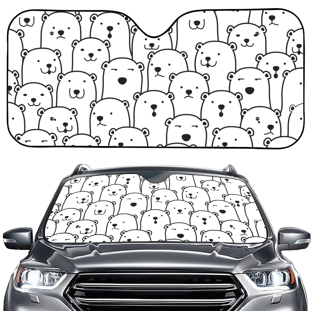 Cute Polar Bear Pattern Print Car Windshield Sun Shade