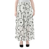 Cute Polar Bear Pattern Print Chiffon Maxi Skirt