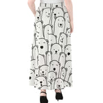 Cute Polar Bear Pattern Print Chiffon Maxi Skirt