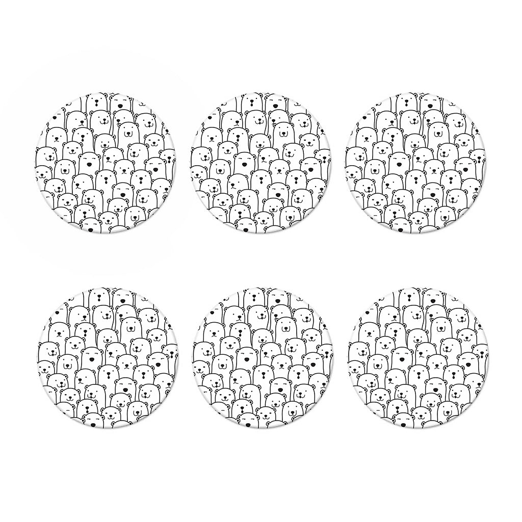 Cute Polar Bear Pattern Print Coaster Set