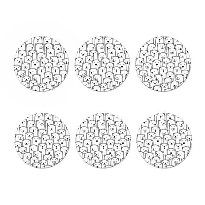 Cute Polar Bear Pattern Print Coaster Set