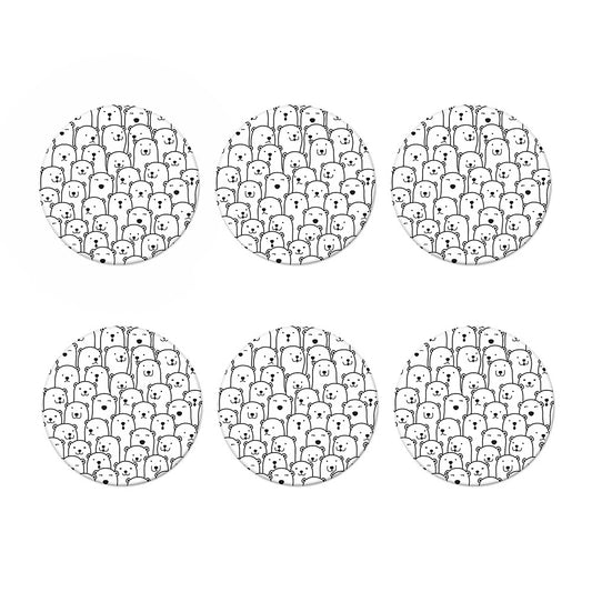 Cute Polar Bear Pattern Print Coaster Set