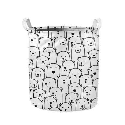 Cute Polar Bear Pattern Print Collapsible Laundry Basket