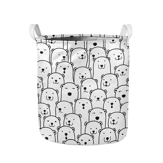 Cute Polar Bear Pattern Print Collapsible Laundry Basket