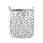 Cute Polar Bear Pattern Print Collapsible Laundry Basket
