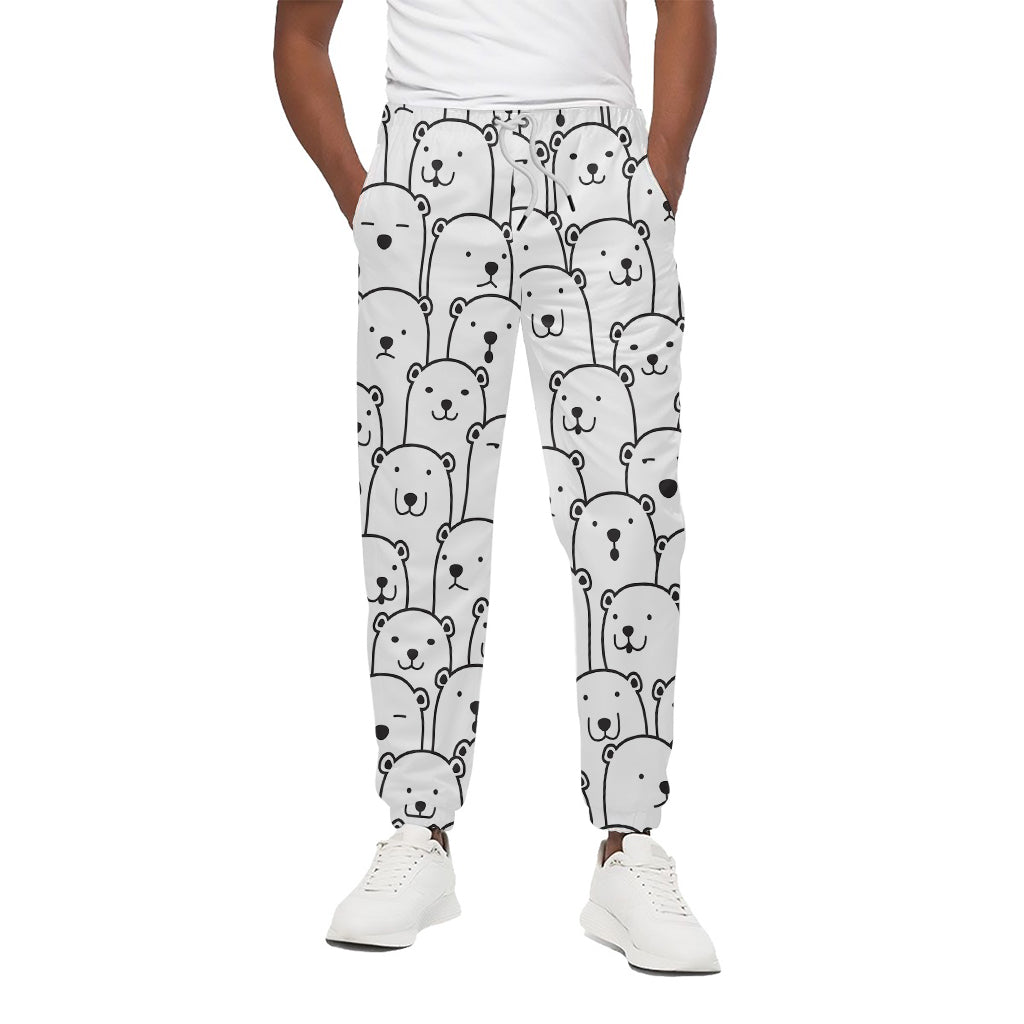 Cute Polar Bear Pattern Print Cotton Pants