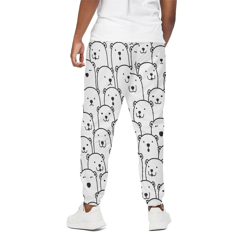 Cute Polar Bear Pattern Print Cotton Pants
