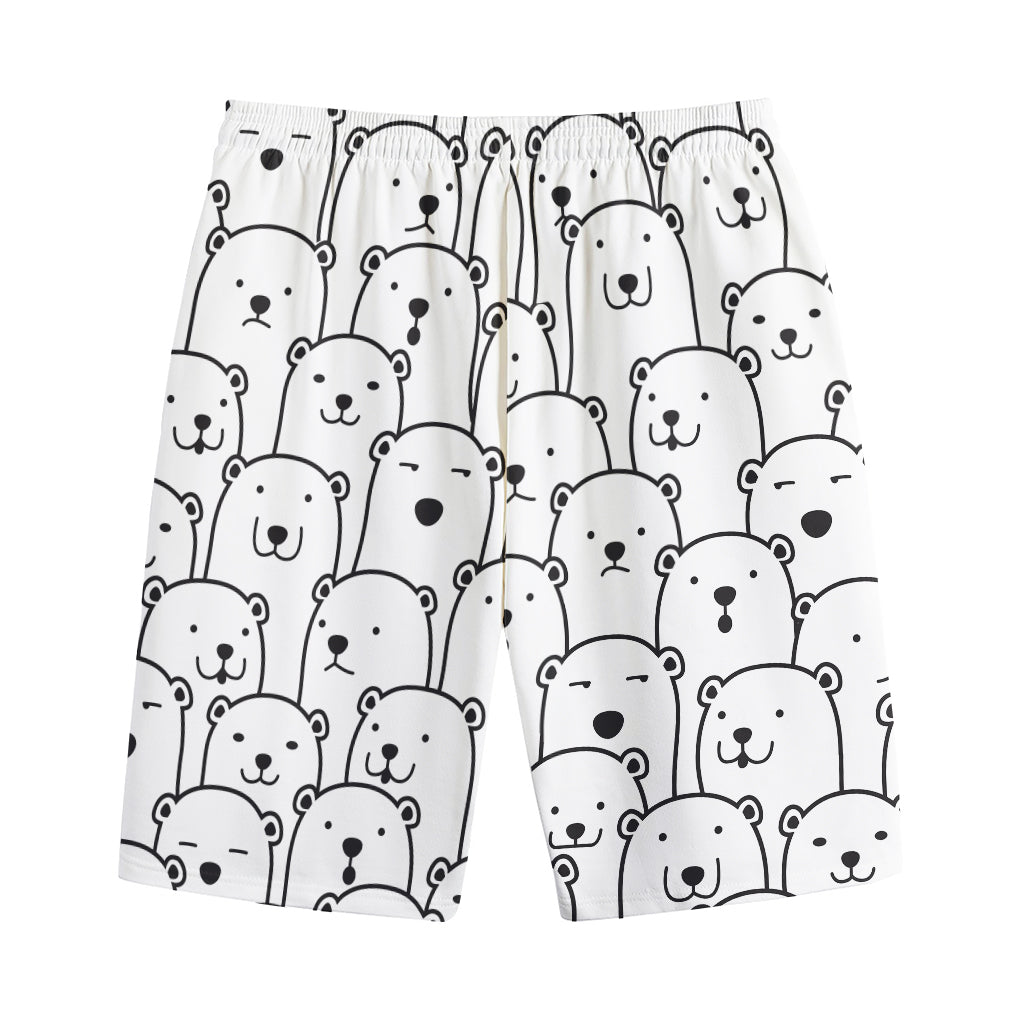 Cute Polar Bear Pattern Print Cotton Shorts