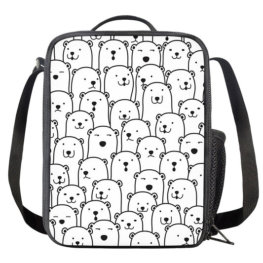 Cute Polar Bear Pattern Print Crossbody Lunch Bag