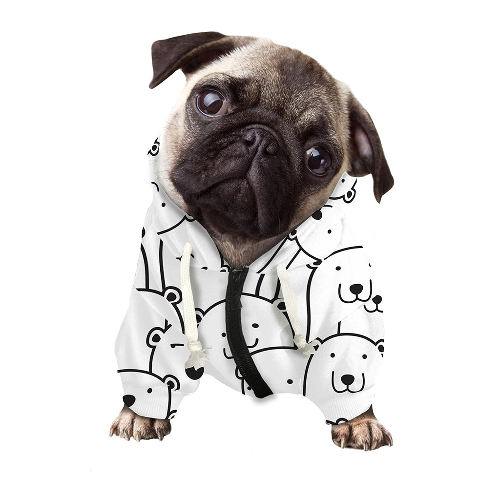 Cute Polar Bear Pattern Print Dog Zip Up Hoodie