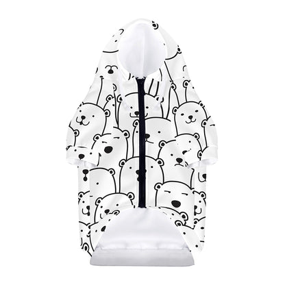 Cute Polar Bear Pattern Print Dog Zip Up Hoodie