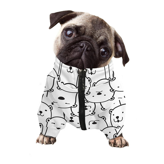 Cute Polar Bear Pattern Print Dog Zip Up Jacket