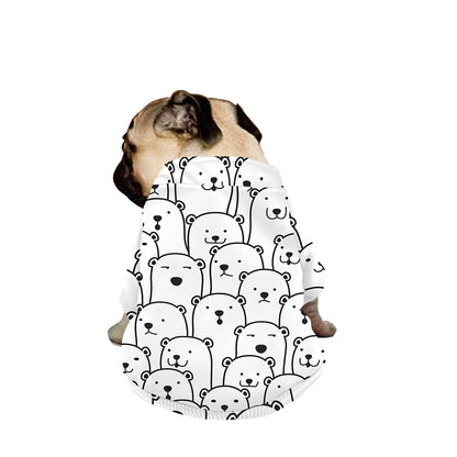 Cute Polar Bear Pattern Print Dog Zip Up Jacket