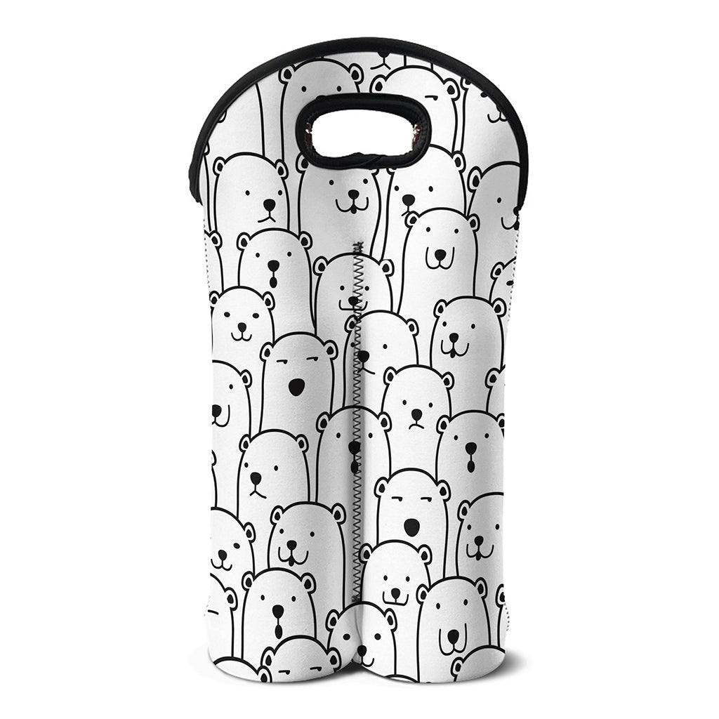Cute Polar Bear Pattern Print Double Neoprene Wine Tote